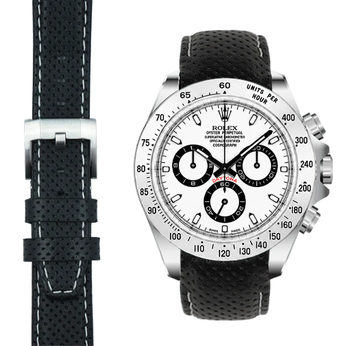 Gebogenes Rennsport-Lederarmband für Rolex Daytona mit Dornschließe