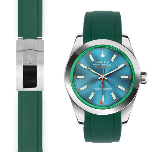 Gebogenes Kautschukarmband für Rolex Milgauss Faltschließe