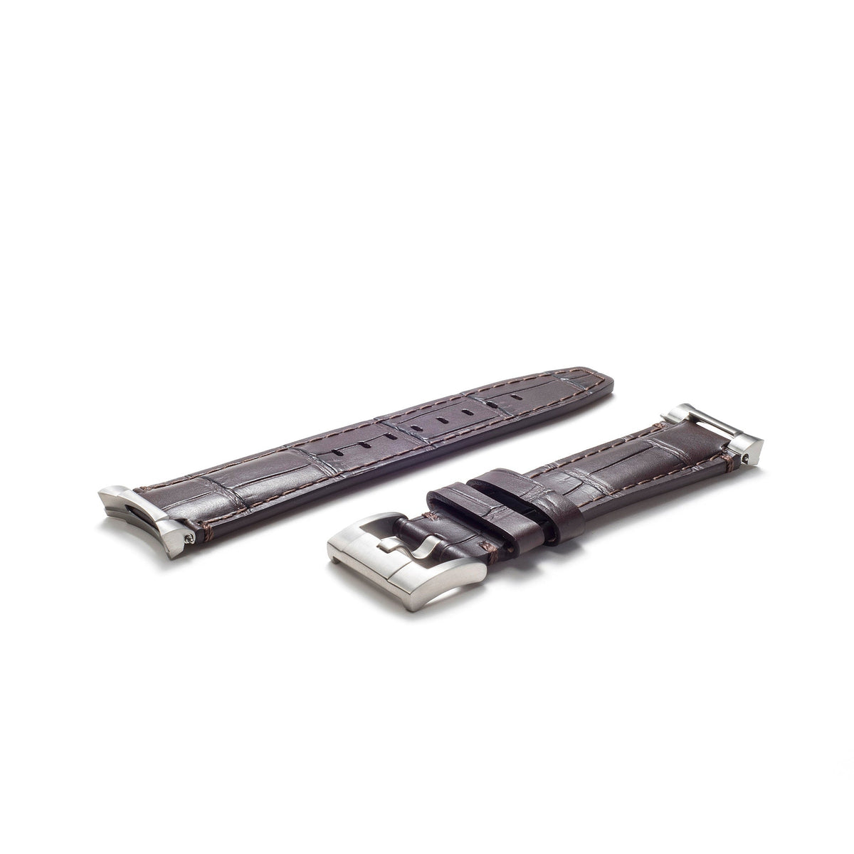 Stahl-Endstück-Lederarmband für Rolex Explorer I mit Dornschließe